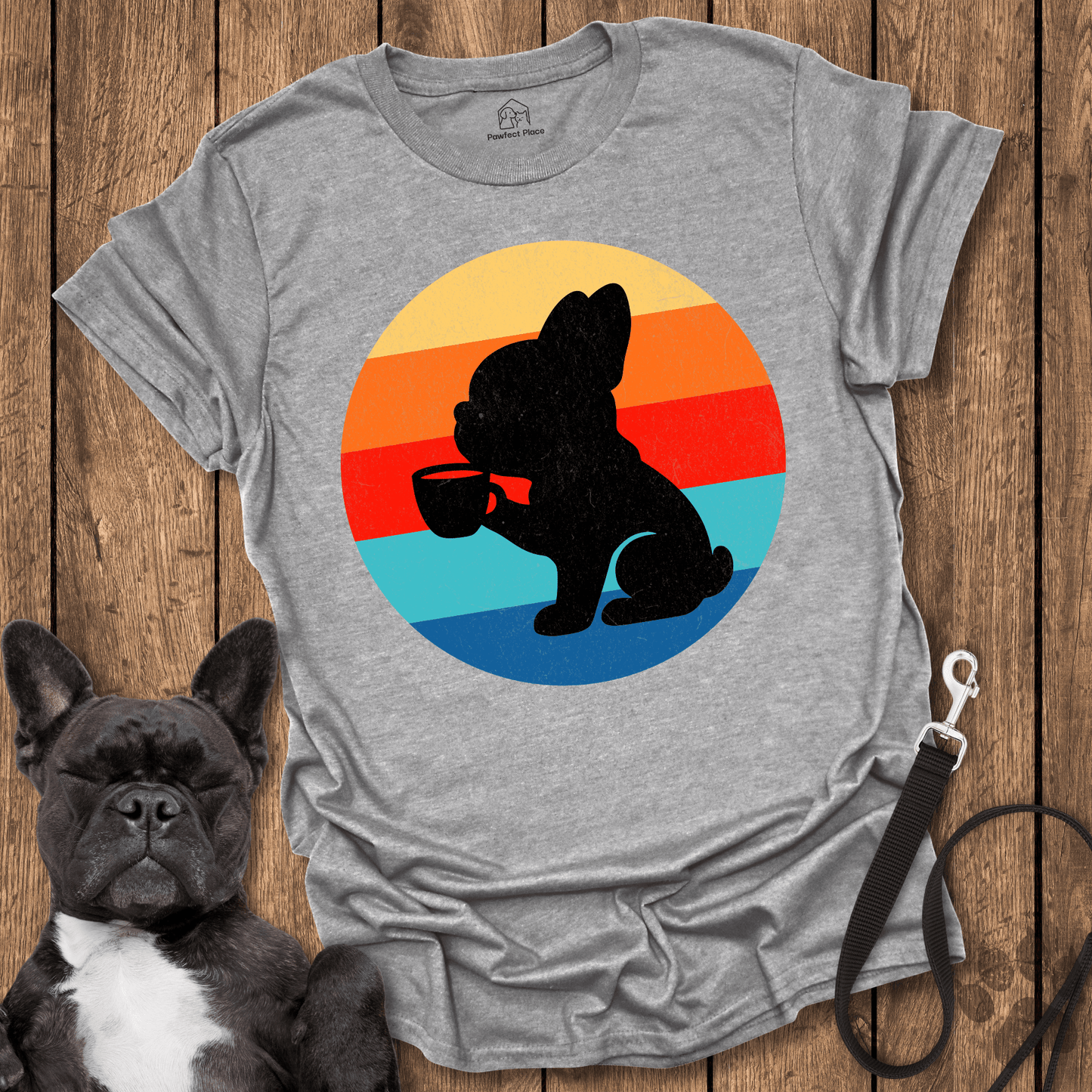 Coffee And Frenchies, Retro Vibes - Dog Shirt - PawfectPlace