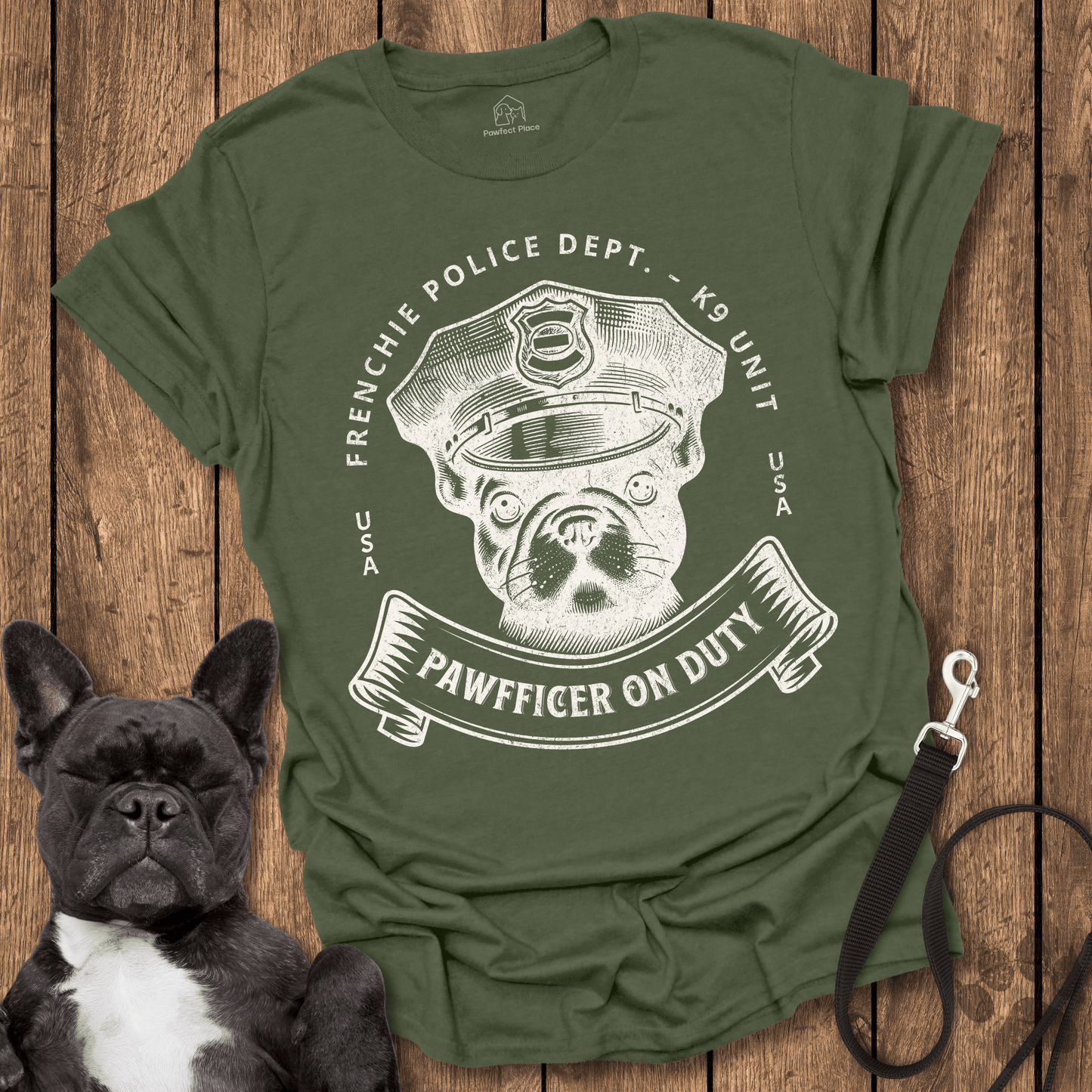 Frenchie On Duty, Police Pawfficer - Dog Shirt - PawfectPlace